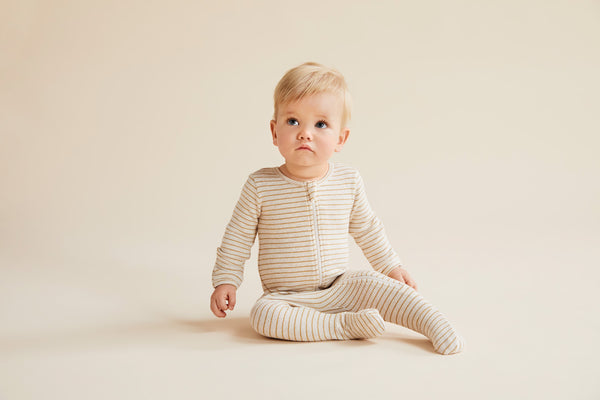 Wilson & Frenchy Organic Stripe Rib Zipsuit - Antelope