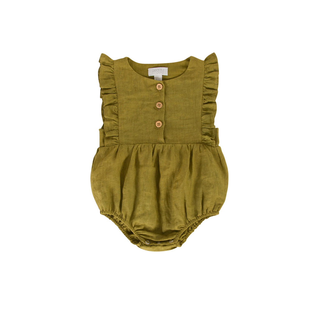 Peggy August Playsuit - Khaki Linen