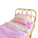Poppie Toys - Duvet and Pillow Set - Pink Fringe