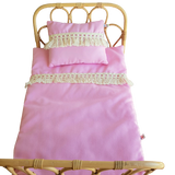 Poppie Toys - Duvet and Pillow Set - Pink Fringe