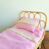 Poppie Toys - Duvet and Pillow Set - Pink Fringe