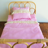 Poppie Toys - Duvet and Pillow Set - Pink Fringe