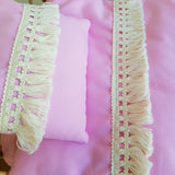 Poppie Toys - Duvet and Pillow Set - Pink Fringe