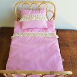 Poppie Toys - Duvet and Pillow Set - Pink Fringe