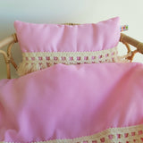 Poppie Toys - Duvet and Pillow Set - Pink Fringe