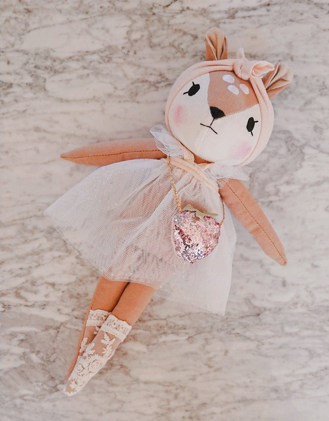 Mini Winther Co Fawn Doll - Pink with Strawberry Bag