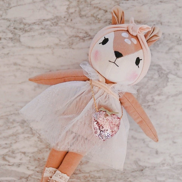 Mini Winther Co Fawn Doll - Pink with Strawberry Bag
