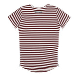 Adam Yve Sylvester Side Zip Tee - Burgundy Stripe