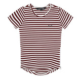 Adam Yve Sylvester Side Zip Tee - Burgundy Stripe