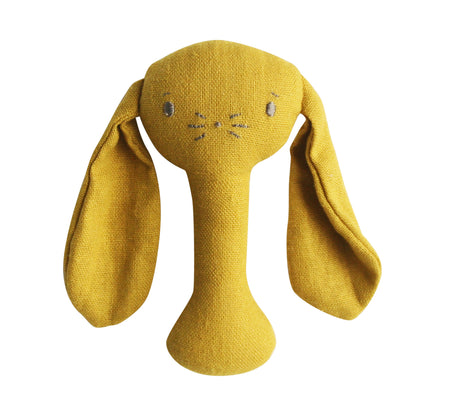 Alimrose Bobby Bunny Stick Rattle - Pink Linen