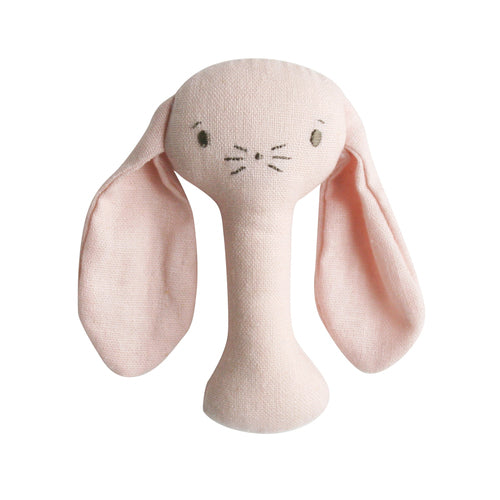 Alimrose Bobby Bunny Stick Rattle - Pink Linen