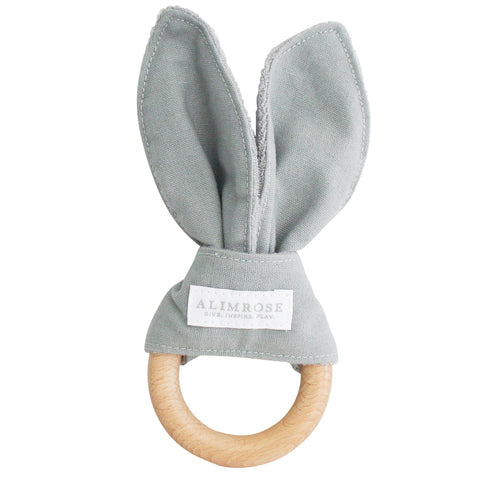Alimrose Bailey Bunny Teether - Grey Linen
