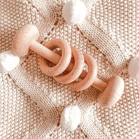 Alimrose Linen Baby Pearl Grab Rattle - Blush