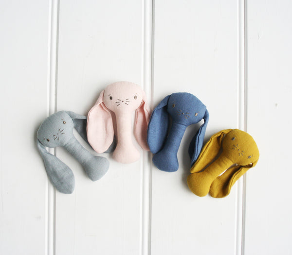 Alimrose Bobby Bunny Stick Rattle - Grey Linen