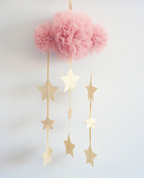 Alimrose Tulle Cloud Mobile - Blush and Gold