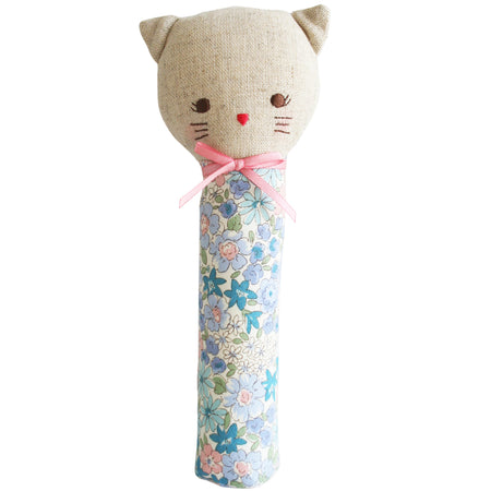 Alimrose Bobby Bunny Stick Rattle - Pink Linen