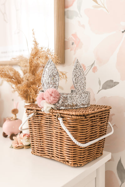Alimrose Sequin Bunny Crown - Silver
