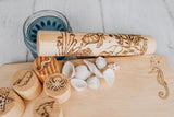 Beadie Bug Play - Wooden Engraved Play Dough Roller - Ocean