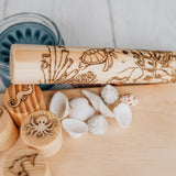 Beadie Bug Play - Wooden Engraved Play Dough Roller - Ocean