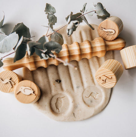 Beadie Bug Play - Wooden Engraved Play Dough Roller - Ocean