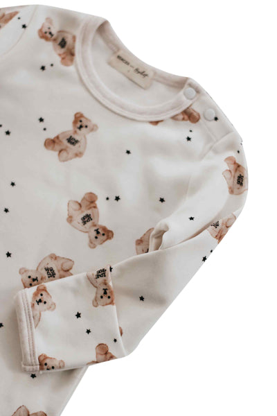 Bencer + Hazelnut Long Sleeve Bodysuit - Basil Bear