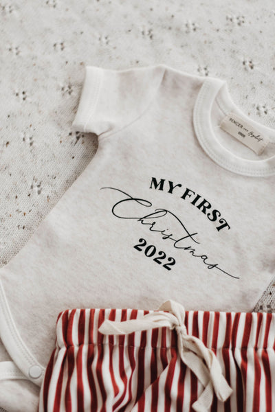 Bencer + Hazelnut Bodysuit - My First Christmas - White