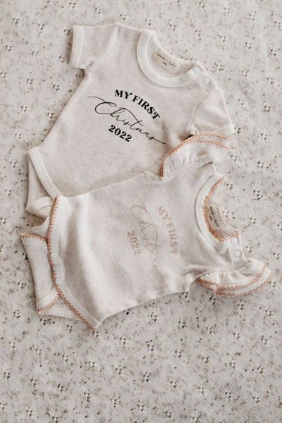 Bencer + Hazelnut Bodysuit - My First Christmas - White