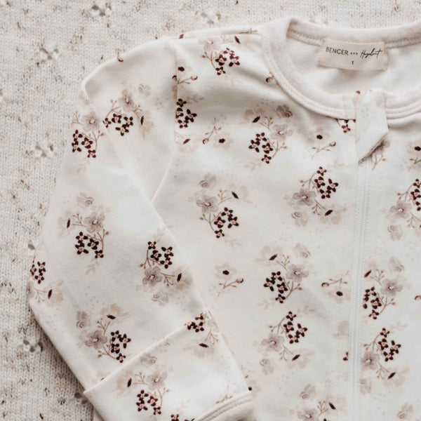 Bencer + Hazelnut Long Sleeve Zip Romper - Posy