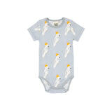 Goldie + Ace Short Sleeve Bodysuit - Cockatoo Party - Blue