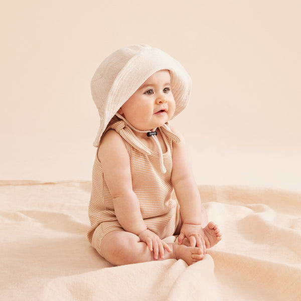 Wilson & Frenchy Organic Stripe Rib Playsuit - Toffee