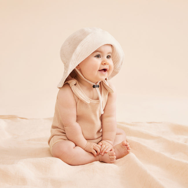 Wilson & Frenchy Organic Stripe Rib Playsuit - Toffee