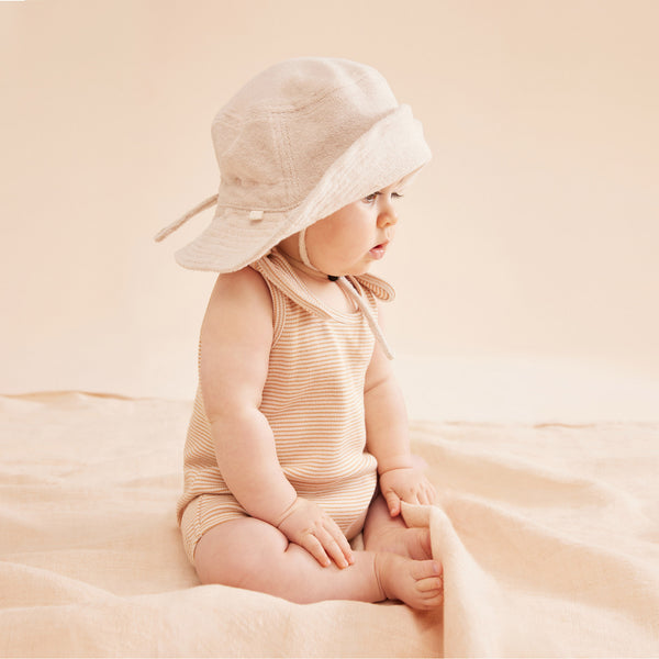 Wilson & Frenchy Organic Stripe Rib Playsuit - Toffee