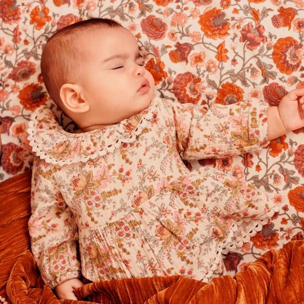 Louise Misha Ghilena Romper - French Cream Flowers Organic Cotton