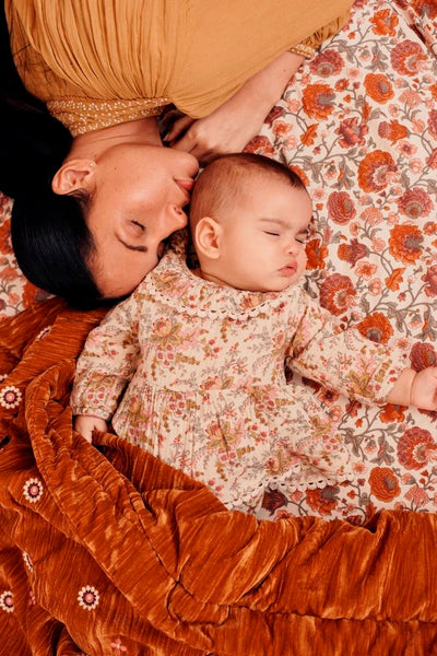 Louise Misha Ghilena Romper - French Cream Flowers Organic Cotton