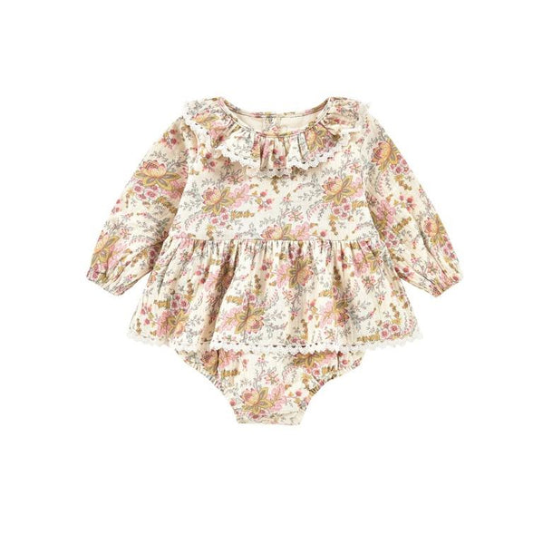 Louise Misha Ghilena Romper - French Cream Flowers Organic Cotton