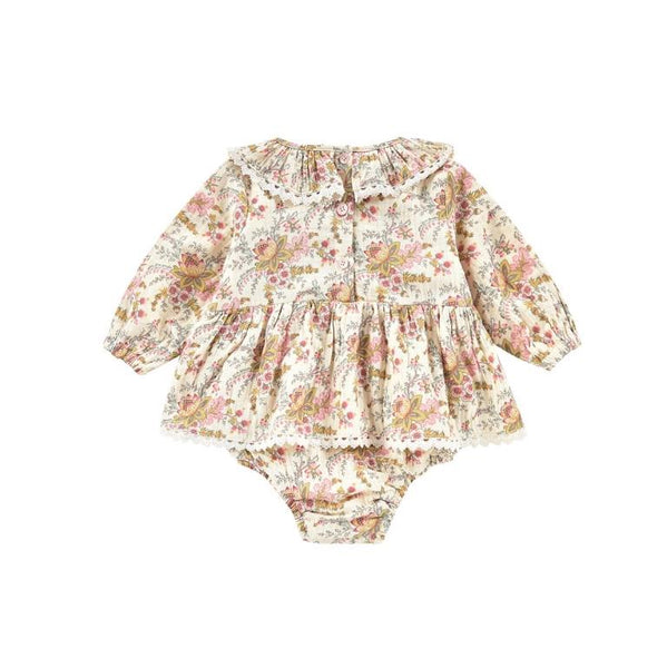 Louise Misha Ghilena Romper - French Cream Flowers Organic Cotton