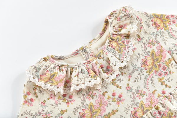 Louise Misha Ghilena Romper - French Cream Flowers Organic Cotton