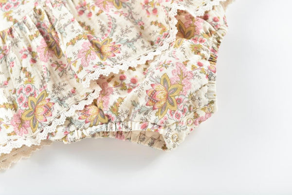 Louise Misha Ghilena Romper - French Cream Flowers Organic Cotton