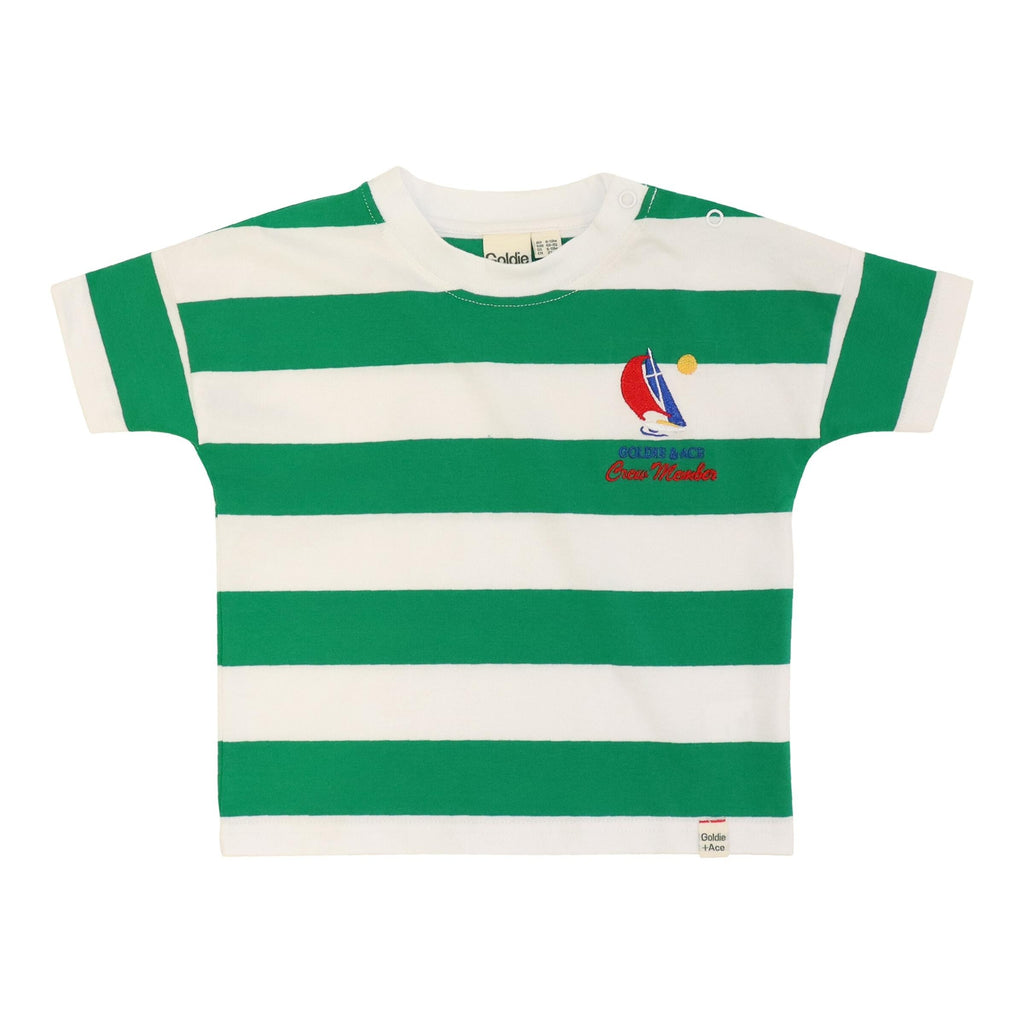 Goldie + Ace Crew Yarn Dye Jersey Stripe Tee - Ivy/Green