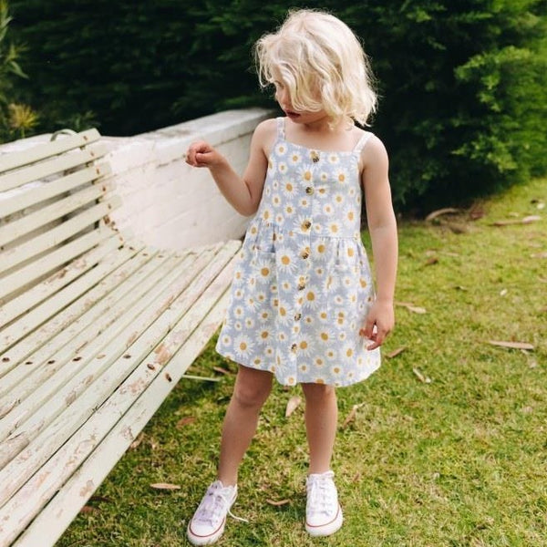 Goldie + Ace Marigold Linen Dress - Daisy - Sky