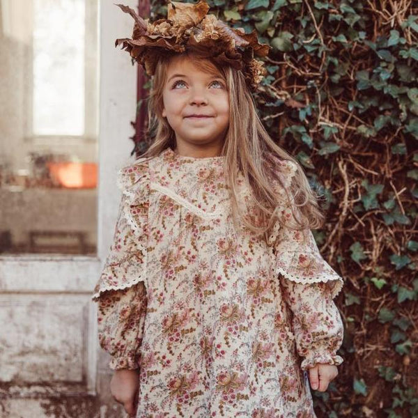 Louise Misha Lara Dress - Cream French Flowers Organic Cotton