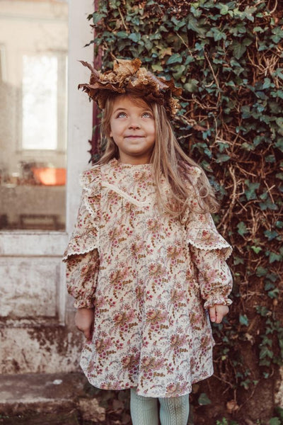 Louise Misha Lara Dress - Cream French Flowers Organic Cotton