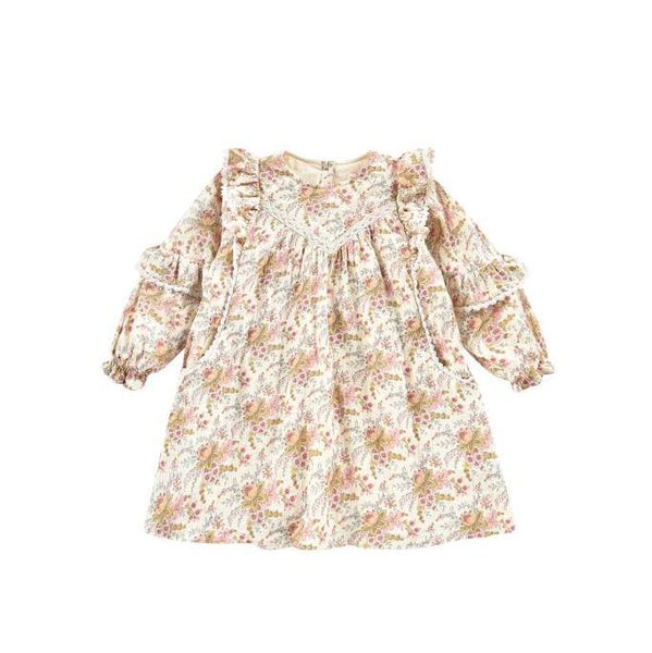 Louise Misha Lara Dress - Cream French Flowers Organic Cotton