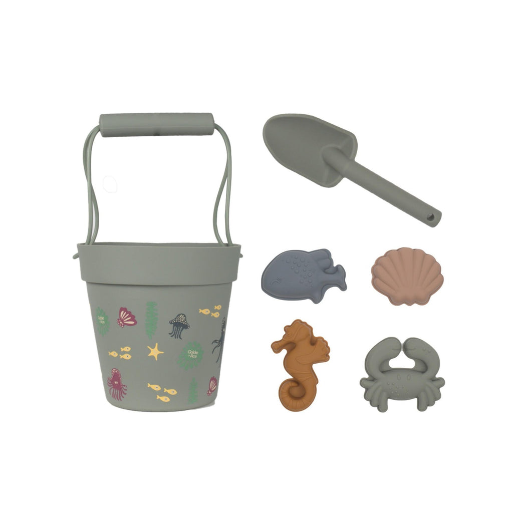 Goldie + Ace Silicone Beach Bucket Set - Sage Green