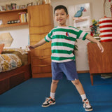 Goldie + Ace Crew Yarn Dye Jersey Stripe Tee - Ivy/Green