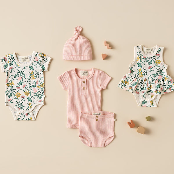 Wilson & Frenchy Organic Rib Nappy Pant - Blush