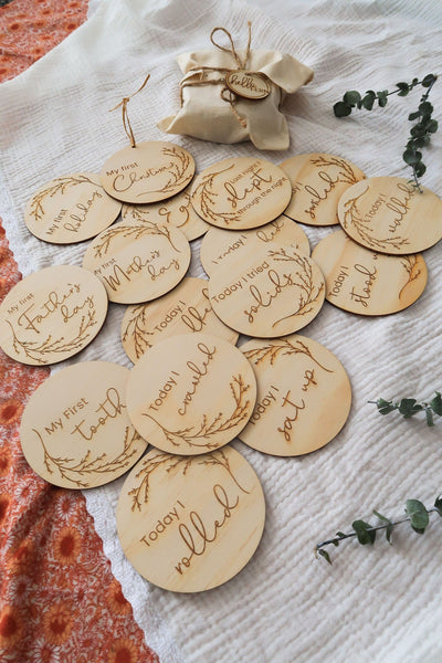 Hello Fern Wooden Achievement Milestone Disc Set - Whimsical