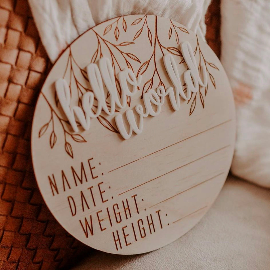 Hello Fern Birth Announcement Disc - Hello World