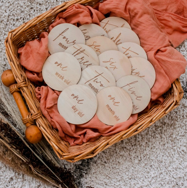 Hello Fern Wooden Month Milestone Disc Set - Classic