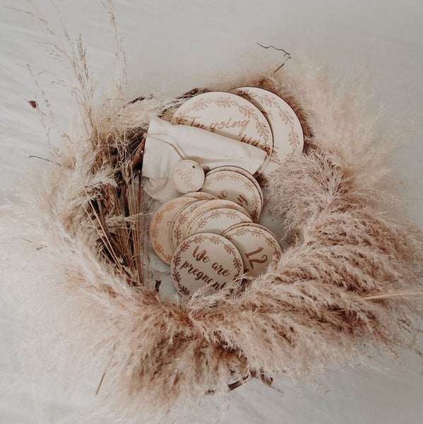 Hello Fern Wooden Pregnancy Milestone Disc Set - Wreath